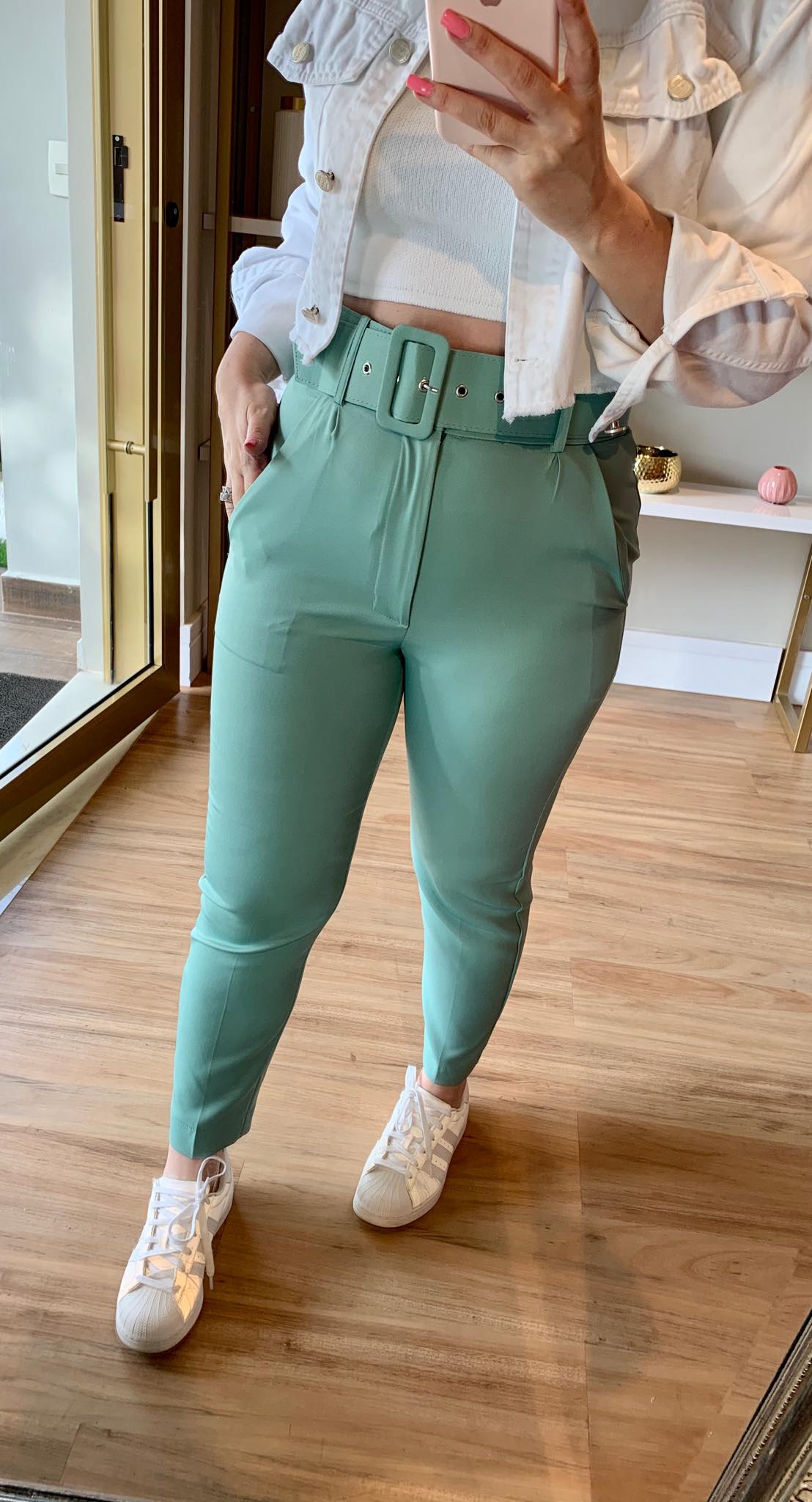 calça alfaiataria feminina verde